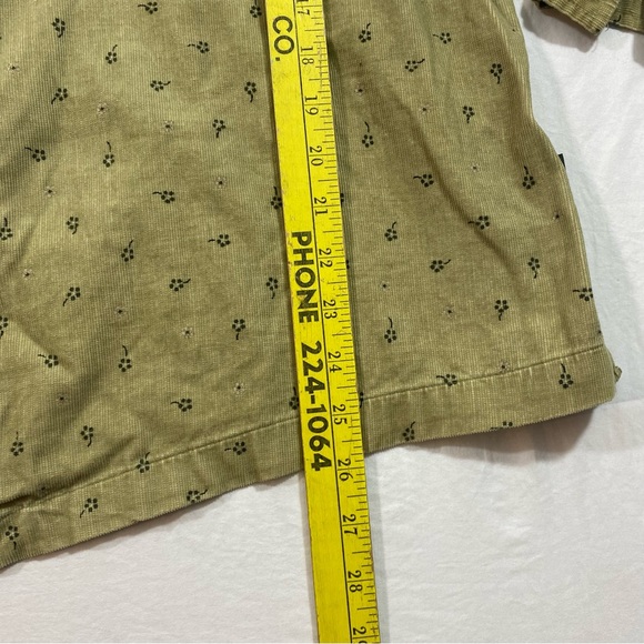 Route 66 Jacket Shirt Corduroy Floral Front full zipper Olive Green Top vintage - Picture 4 of 11